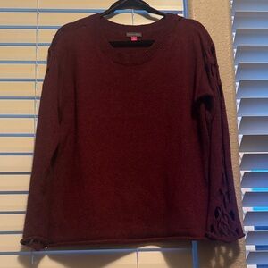Vince Camuto Burgundy Sweater with Lace Sleeves